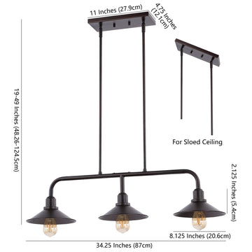 Cade 34.25" Metal Farmhouse Industrial LED Pendant - JONATHAN Y